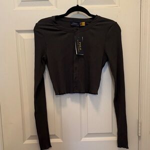 Polo by Ralph Lauren Black Button Down Crop Top